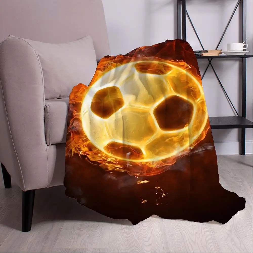 

Ball on fire Throw Blanket Aesthetic Art Flannel Blanket Portable Home Travel Camping Sofa Picnic Thickening Flannel Blanket