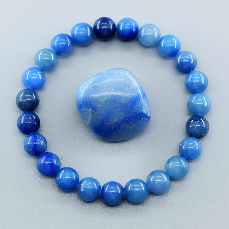 Natural Aventurine Quartzs Beads Stone Bracelet Women Men Aquamarins Jade Crystal Bead Bracelet Elastic Rope Energy Jewelry Gift