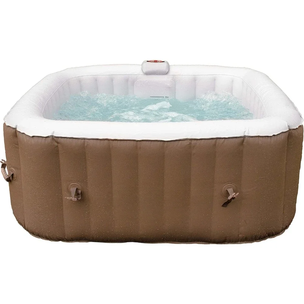 Inflatable Hot Tub Spa | Personal High Powered Jetted Bubble | with Fitted Cover and 3 Filters | 160 Gallon , 4 Person Square