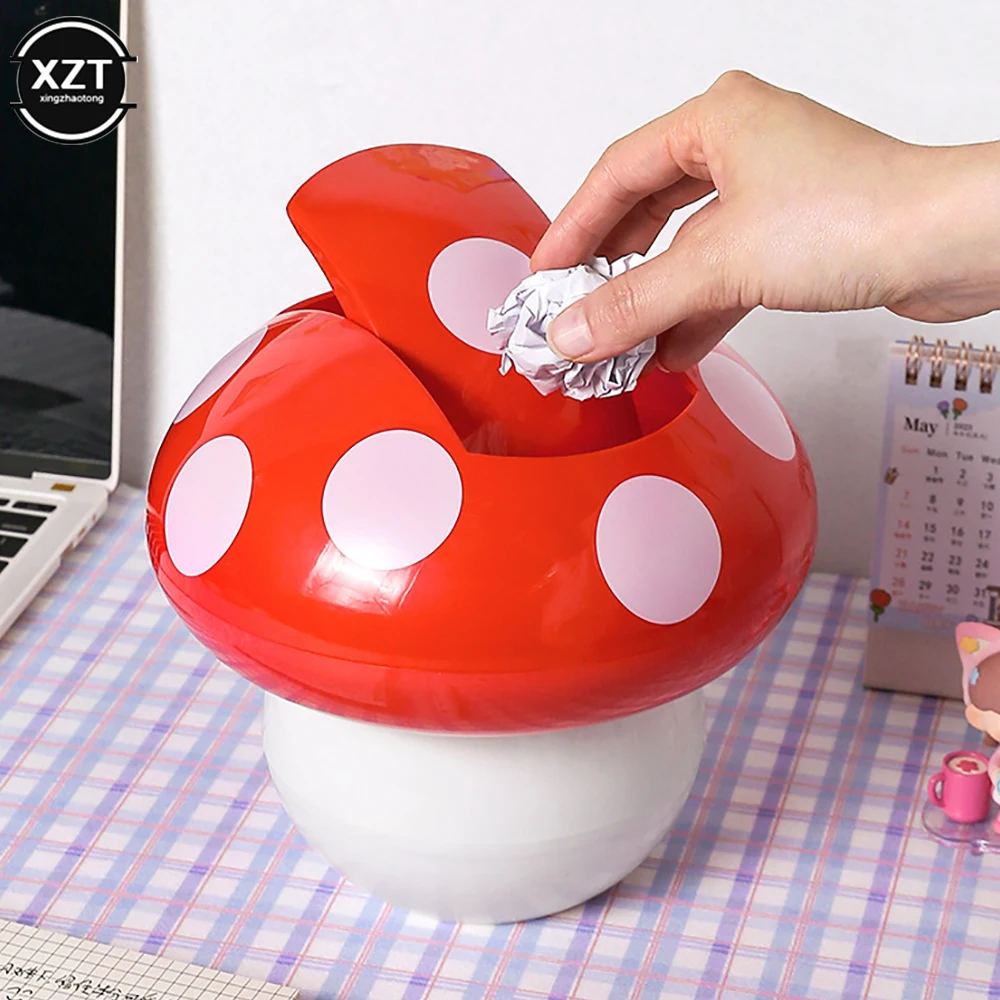 Can Trash Mini Garbage Desktop Desk Binwastebasket Waste Tabletop Countertop Container Cute Basket Mushroom Room Officeholder