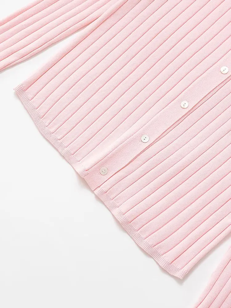 여성 패션 앞단추 리브드 니트 가디건 스웨터 폴로 칼라 긴팔 여성 아우터웨어 시크 탑스