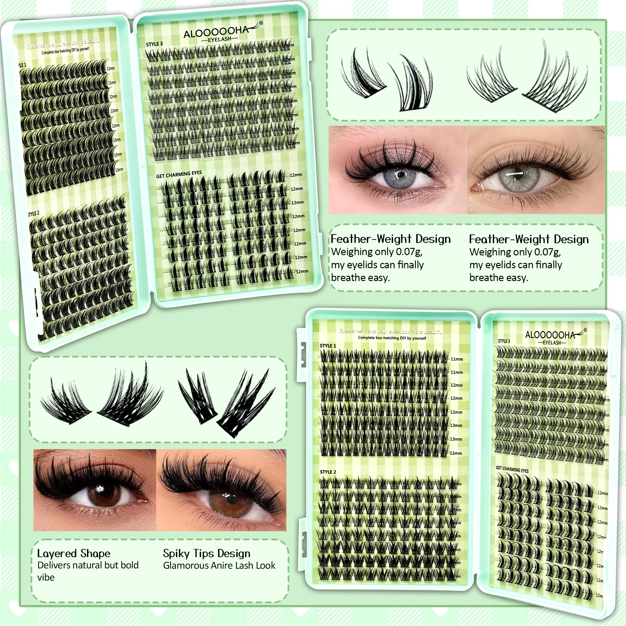 400-Cluster Segmented Eyelash Extensions for a lively, lightweight Look Available in Lengths of 10-13mm and Four Distinct Styles