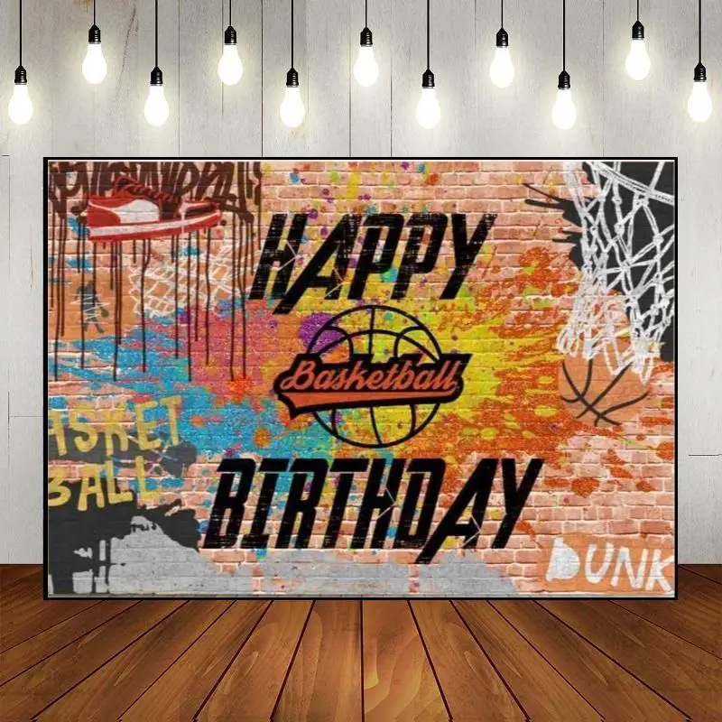 

Retro Hip Hop Photography Decoration Backdrop Abstract Background Photo Happy Birthday Glow Neon Graffiti Theme Banner Party