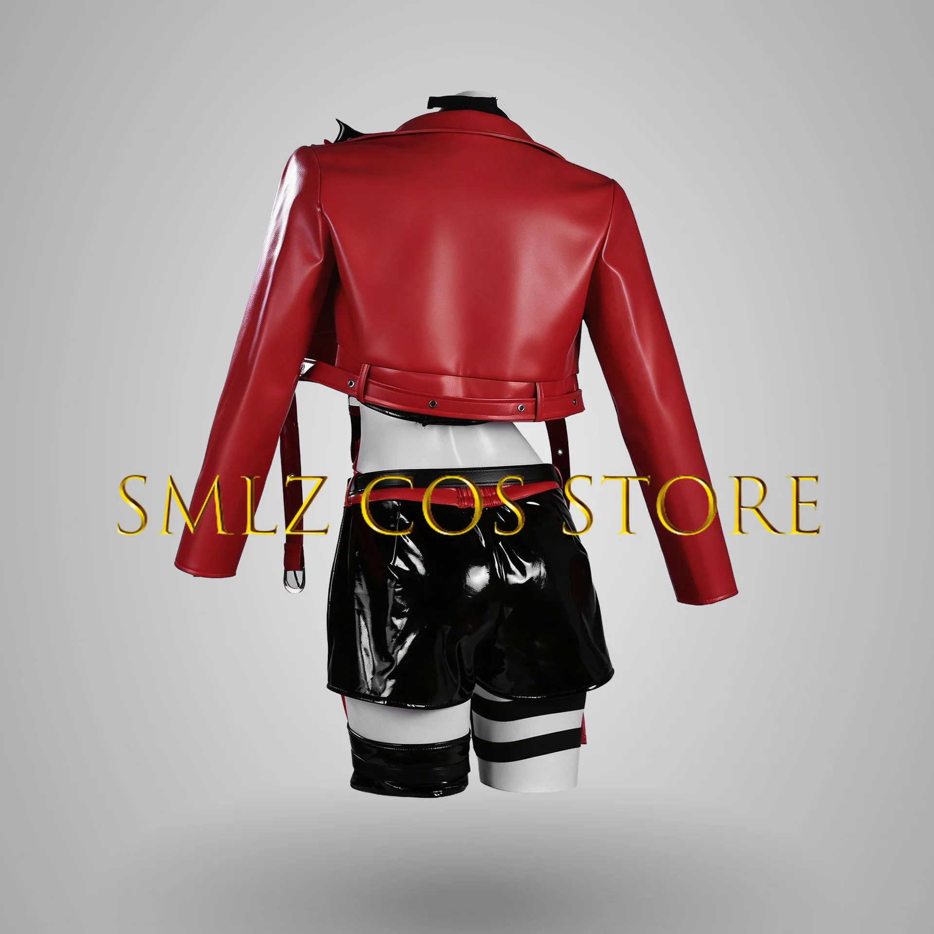 Game Nikkee Red Rapi Little Red Riding Hood Cosplay Costume Woman Pu Coat Bra Pants Prop Wig Set Halloween Party Play Outfit view 3