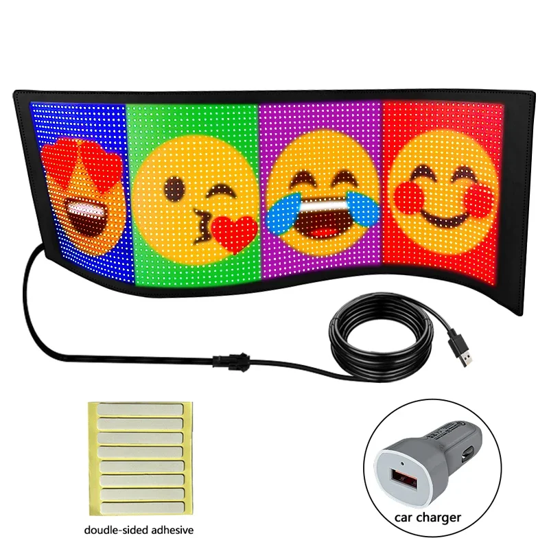 Imagem -05 - Rgb Led Screen Module Text Scrolling App Controle Bluetooth Painel Flexível para Decoração da Janela do Carro Outdoors da Loja