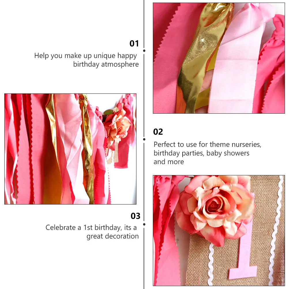 

Birthday Party Decoration Multicolored Banners Flags Celebrate 1st Great Chair Material Perfect Nurseries Showers