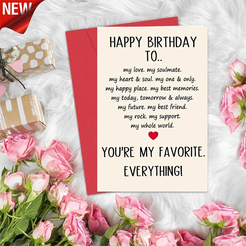 

Happy Birthday Card for Soulmate, Best Friend, Love - Sweet Birthday Greeting Card for Him Her, My Favorite