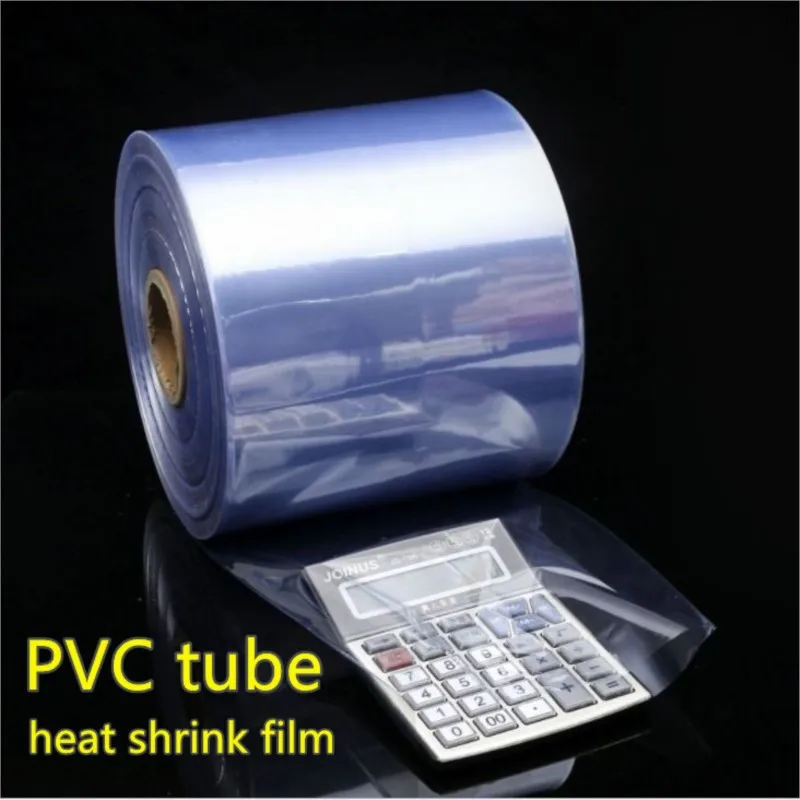 50 100Meters PVC Heat Shrink Film Plastic Cosmetic Book Box Shoes Packaging Canister Hot Shrinkable Tube Transparent Cylinder