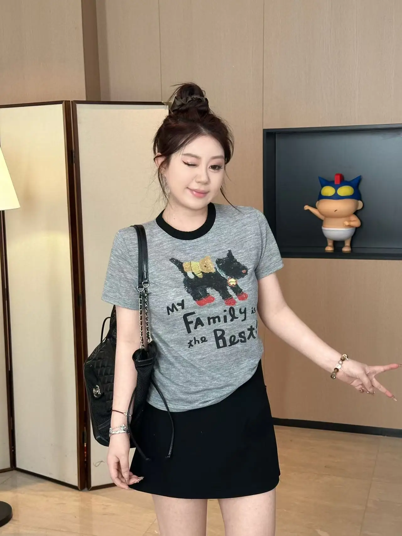 

Женская футболка Qiqi больших размеров, повседневная, свободного кроя, с креативным мультяшным принтом, удобная, дышащая, летняя