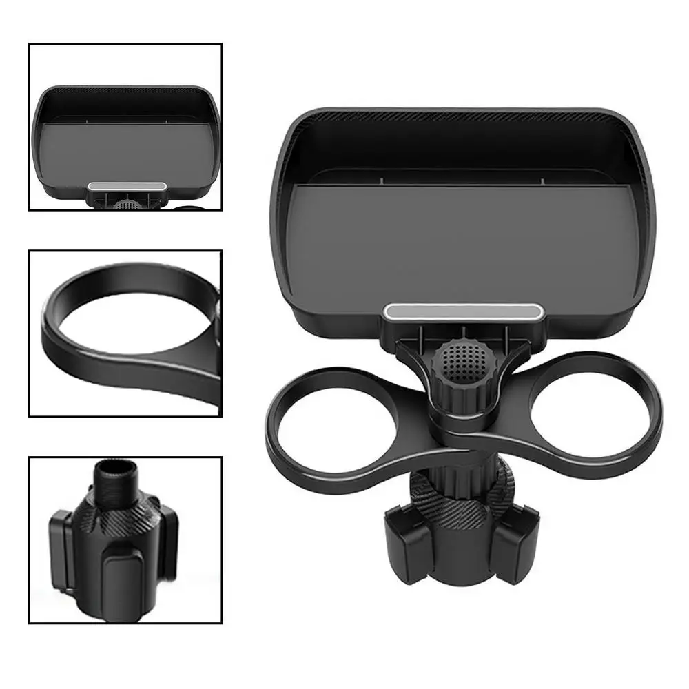 Dual Cup Holder Expander Adjustable for 360°Rotating Multifunctional Car Seat Cup Holder Snack Tray Drink Holder