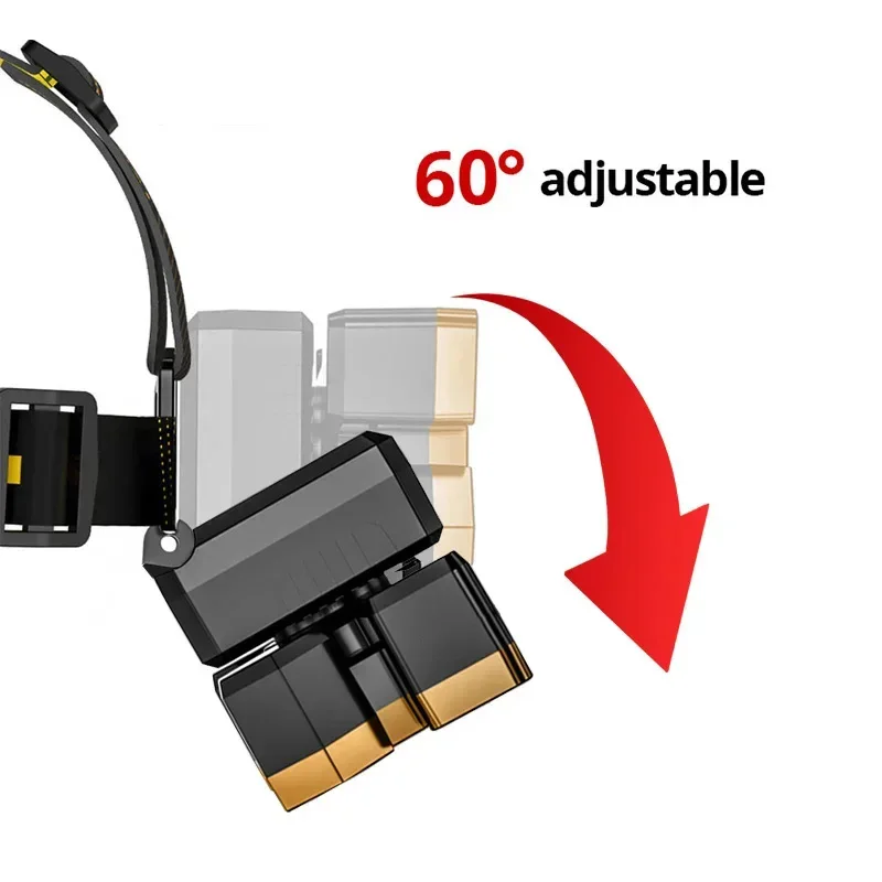مصباح يدوي قوي بخمسة رؤوس قابل لإعادة الشحن، مصباح أمامي للصيد، مصباح أمامي للتخييم، شعلة صيد، فانوس ما قبل المشي لمسافات طويلة