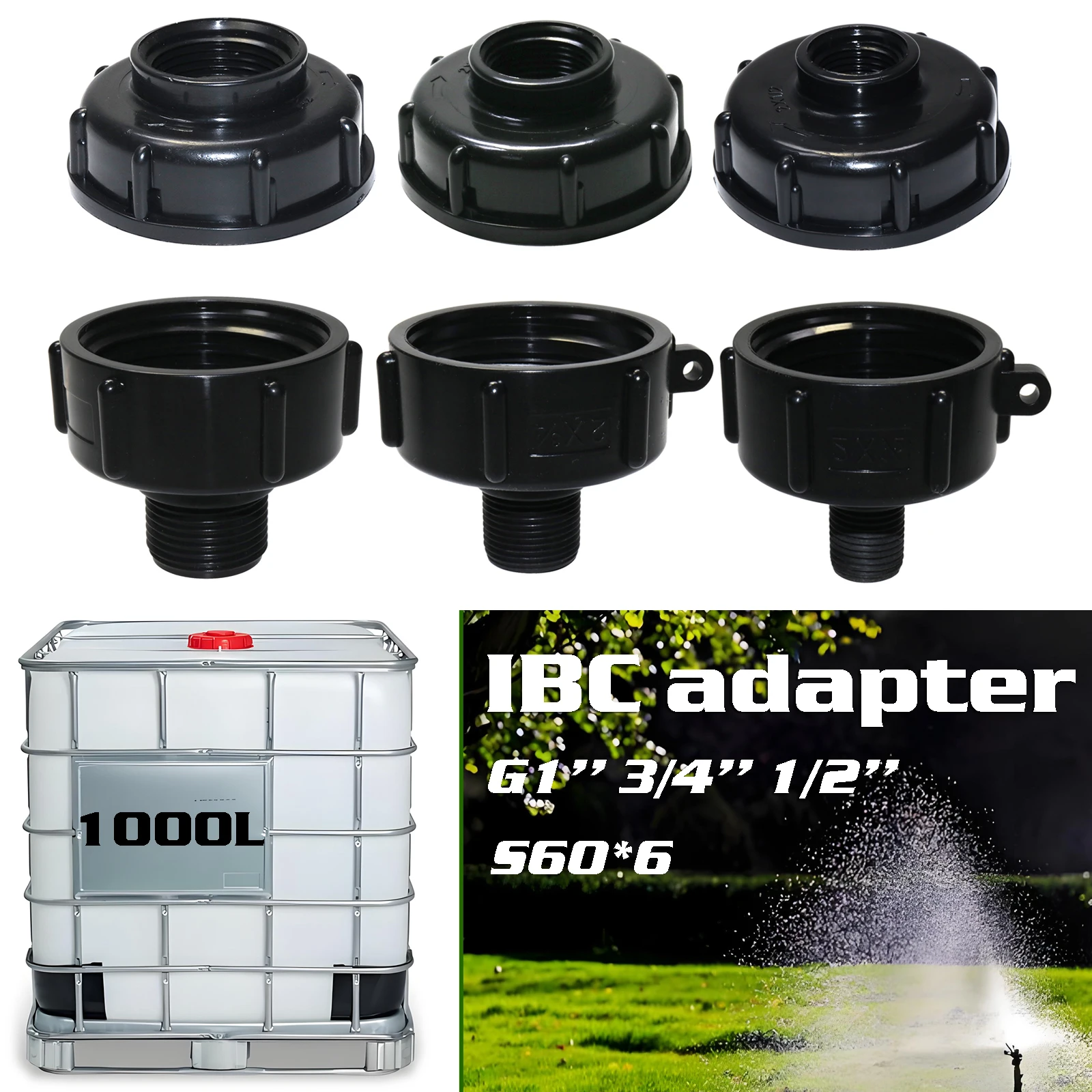 S60x6 Coarse Thread IBC Tank Tap Connecter X 1/2'' 3/4'' Water