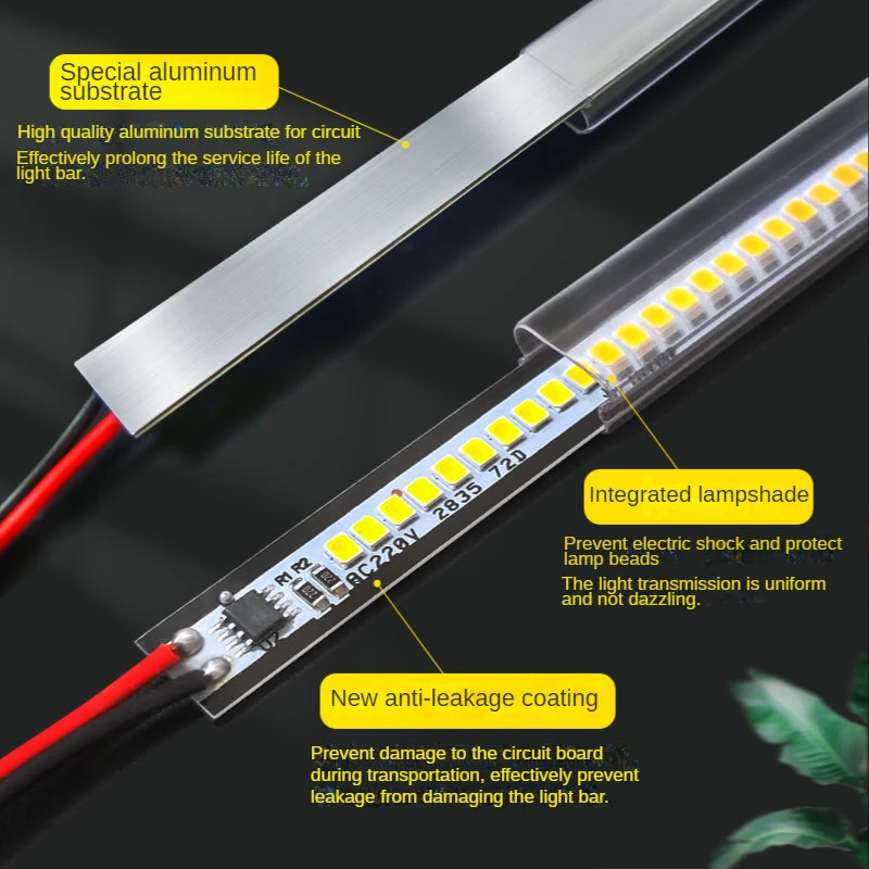 High-voltage Hard Light Bar High Brightness 30cm 40cm 50cm 60cm LED Hard Light Bar 2835 LED 220V Light Bar Driver-free  Light