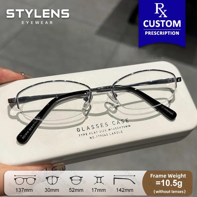 stylens-新型オーバルハーフフレーム女性用処方眼鏡-ブルーライトカット近視眼鏡-カスタマイズ可能な反射防止リーディンググラス