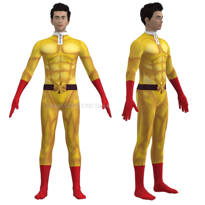 Disfraces de Cosplay de One Punch Man para hombre, mono de Anime Saitama, monos de superhéroe para Halloween, trajes con capa/capa