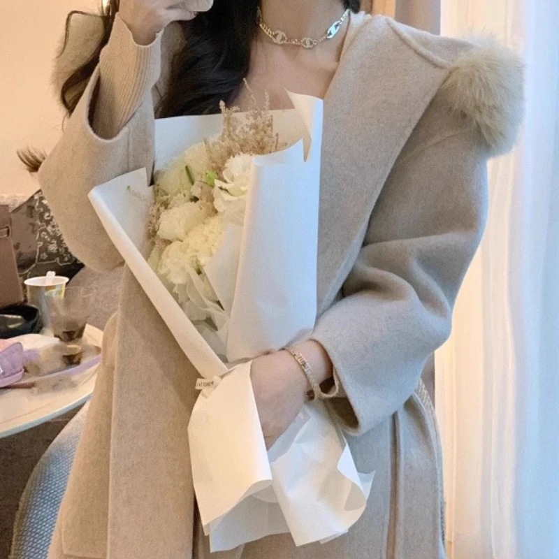 Cappotto corto coreano di lana reversibile in cashmere di fascia alta Autunno e inverno Abbigliamento donna Giacca di lana in vita con temperamento piccolo