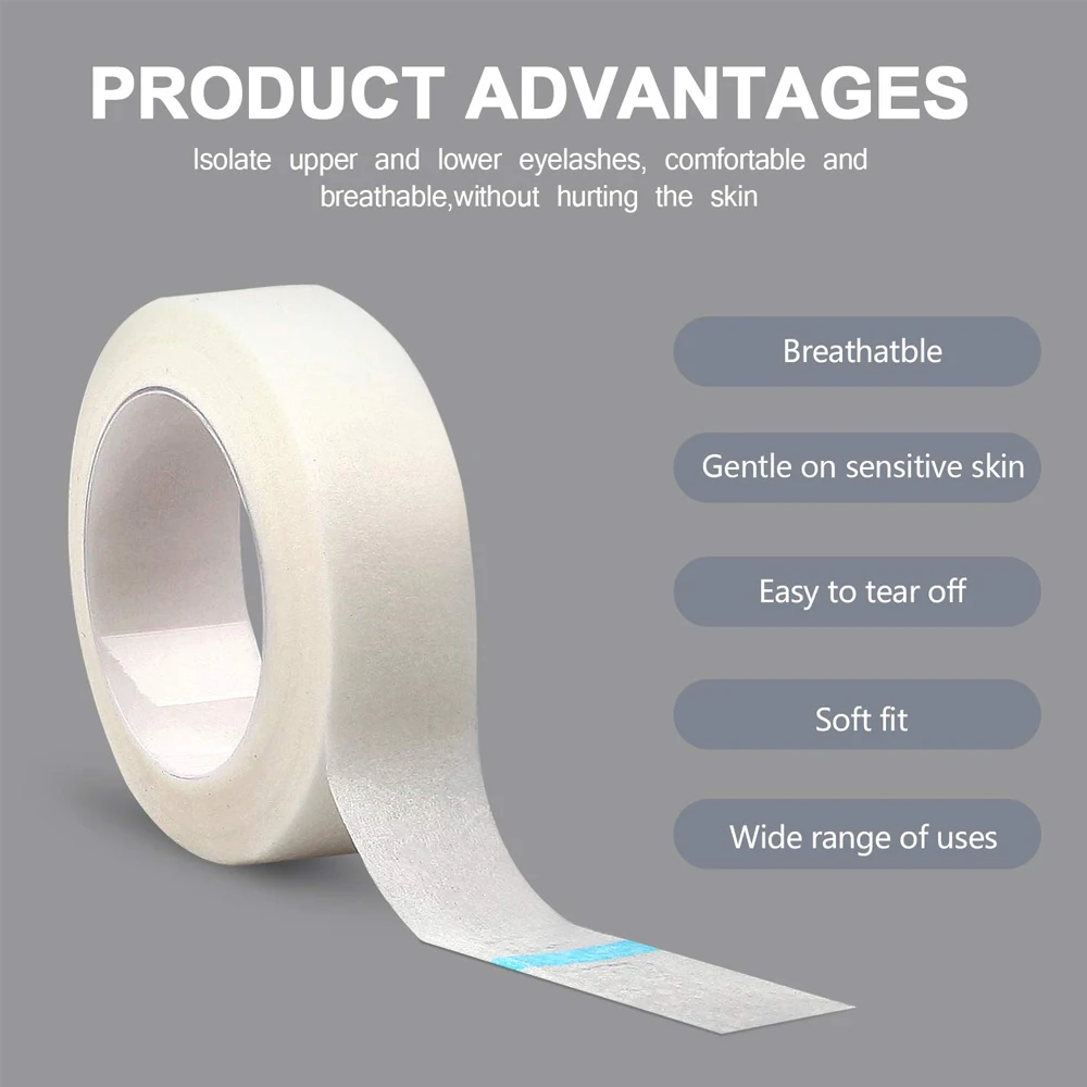 5 rollos de cinta microporosa, cinta de papel transpirable, cinta quirúrgica de papel sin látex, rollos de cinta de vendaje de papel en caja individual