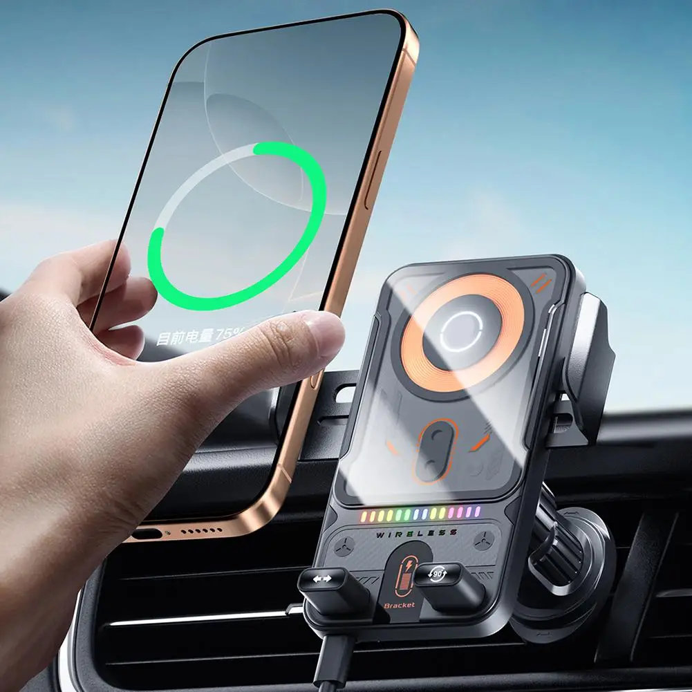 15W Magnetic Car Wireless Charger Sucker For Magsafe 12 13 14 15 16 Pro Max Air Vent Phone Holder Stand Fast Car Charging