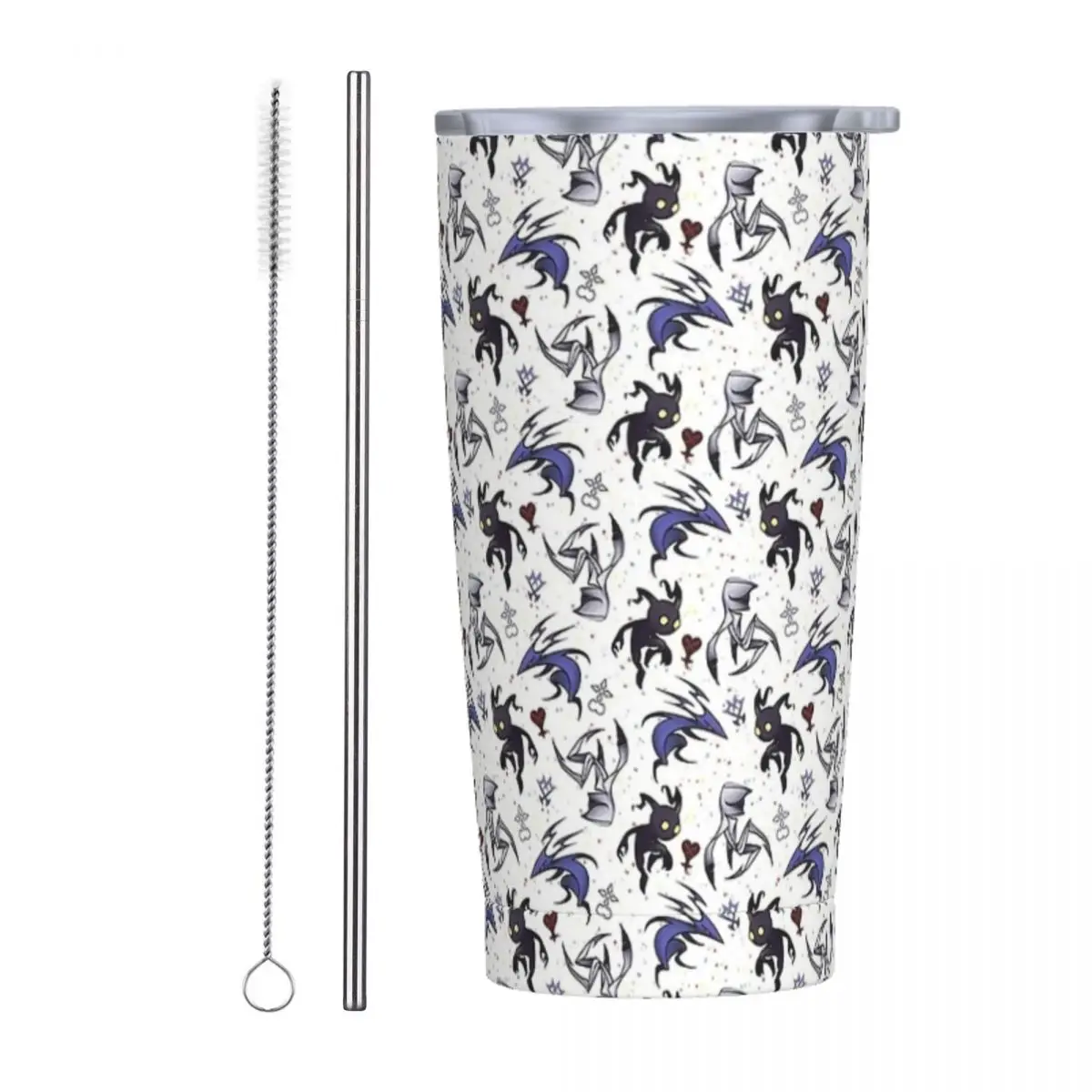 Hollow Knight Pattern Insulated Tumbler with Straws Lid Game Stainless Steel Thermal Mug Outdoor Thermos Bottle Cups, 20oz