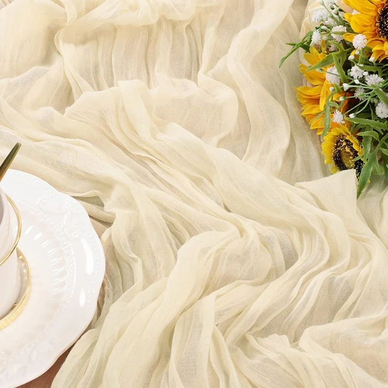 

Cheese Cloth Tablecloth Gauze Bohemian Country Beige Tablecloth Suitable For Decorating Various Places.