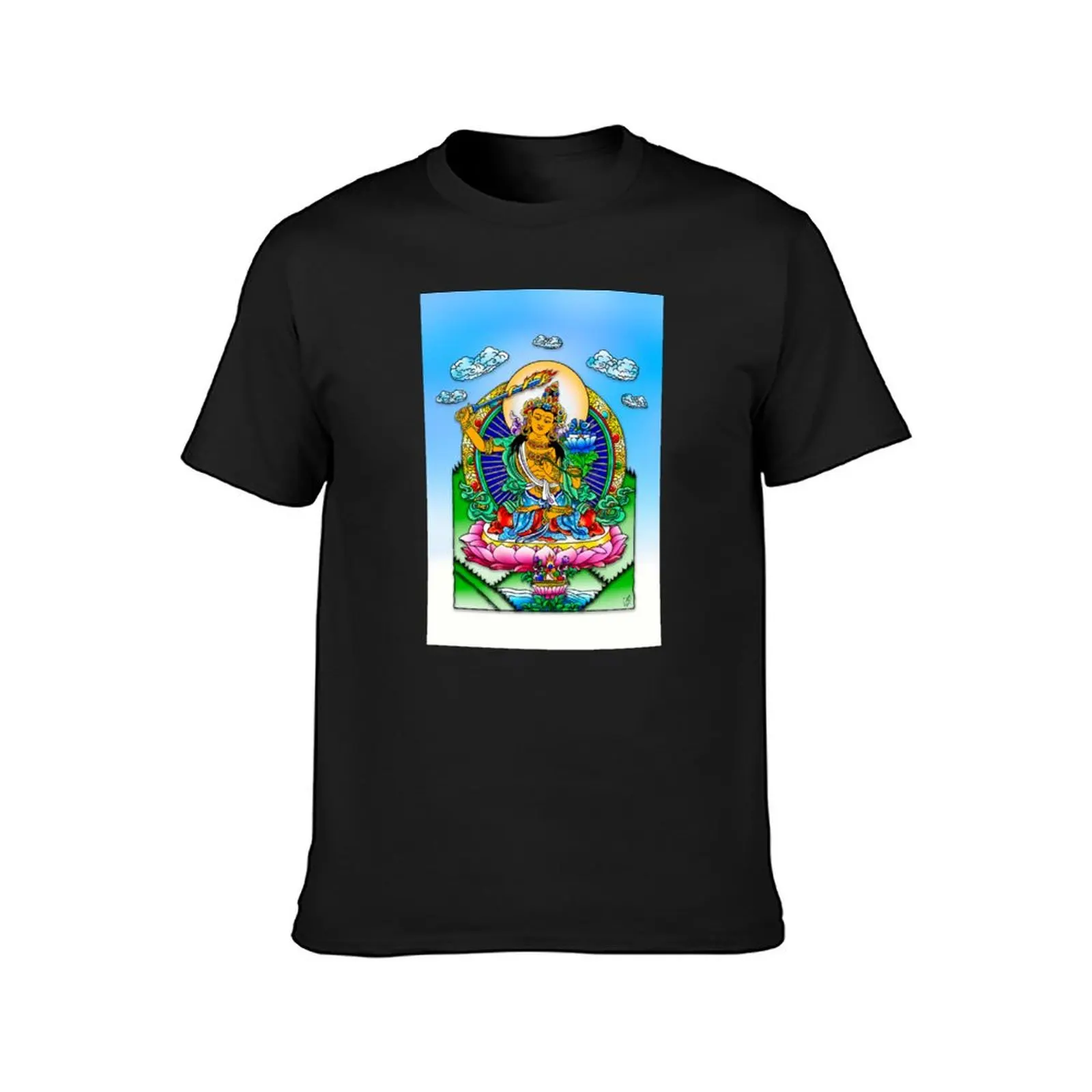 Manjushri, bodhisattva buddhist, lotus, art T-Shirt for a boy summer top workout shirts for men