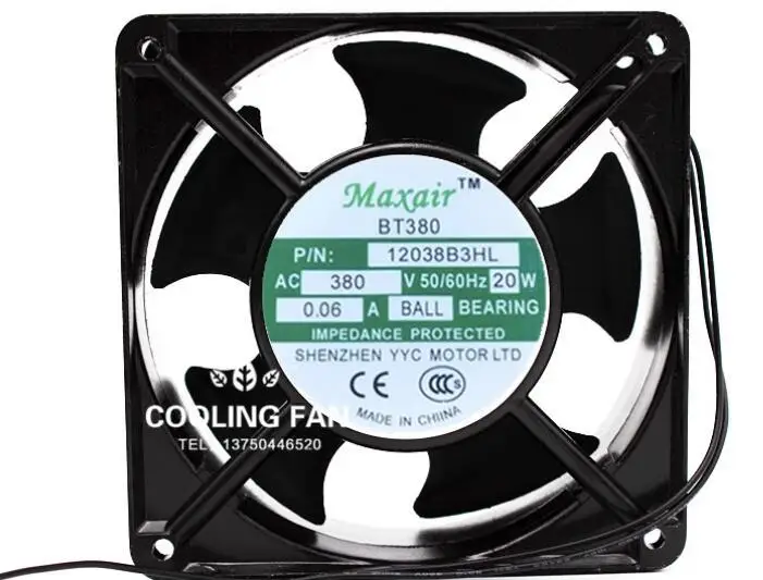 

Maxair 12038B3HL AC 380V 0.06A 120x120x38mm 2-Wire Server Cooling Fan