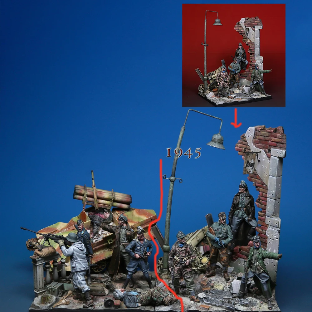 1/35 Resin Model Figure Kits GK , Four People,Including Scene,Military Theme,Unassembled And Unpainted,356J