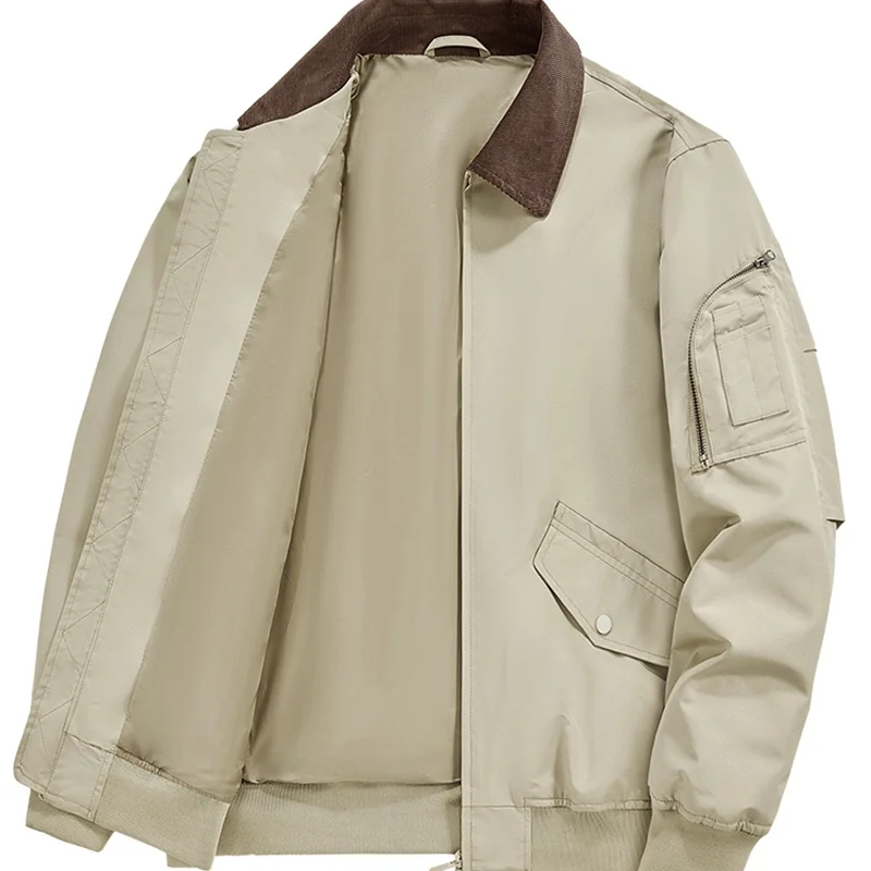 

Новая модная ретро-куртка из водонепроницаемого вельвета с двумя наклонными карманами, простой повседневный крой, 100% полиэстер