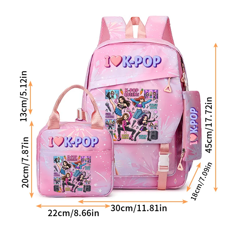 3PCS K-POP Girl Group Pattern Backpack Set for Fans Perfect Gift Idea with Eye-Catching Design
