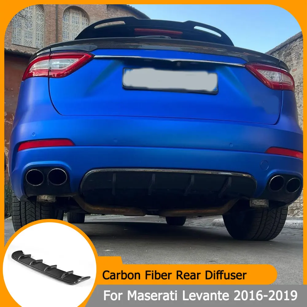 For Maserati Levante S Sport Base Sport Utility 4 Door 2016-2018 Carbon Fiber Car Rear Bumper Diffuser Lip FRP Rear Diffuser