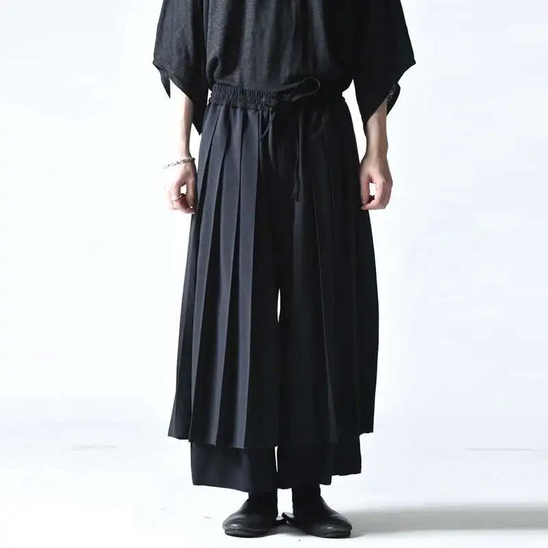 Men 2025 NewLoose Pleated Women Super Yamamoto  Style Clothing Skirt Pants Trousers Lovers Plus Size Costumes