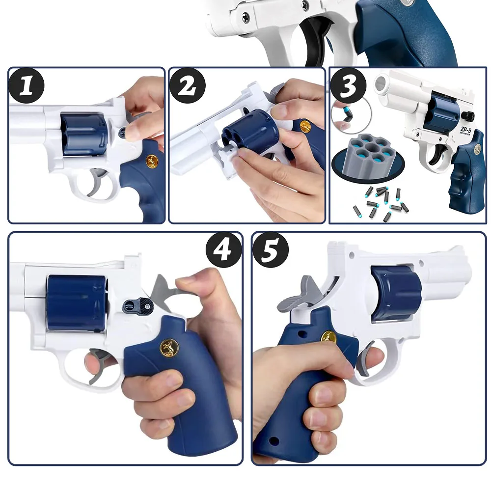 Pistola lanzadora de revólver ZP5, juegos de tiro, regalos para niños, pistola de juguete segura, envío directo