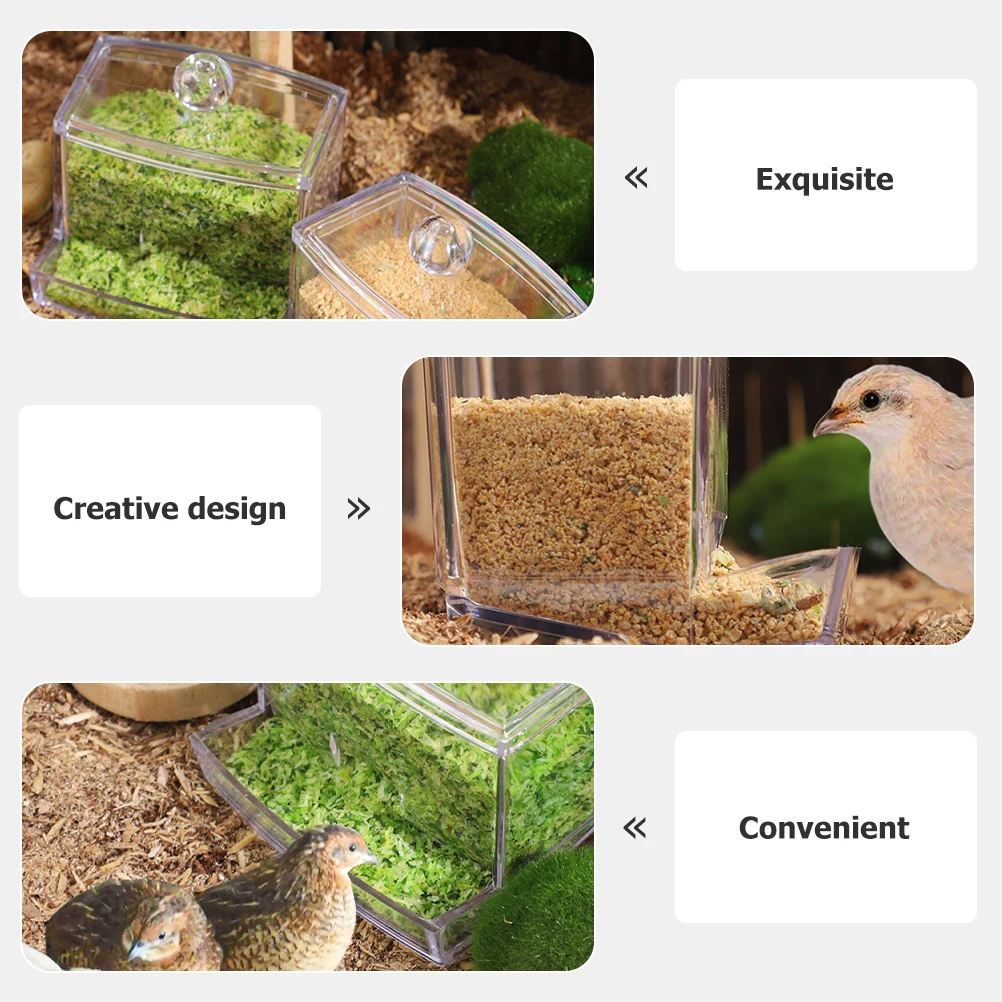 

2pcs Automatic Bird Feeder Transparent Durable Wear-Resistant For Parrot Finch Cockatiel No-Mess Chicken Cage Feeder Pet Bird