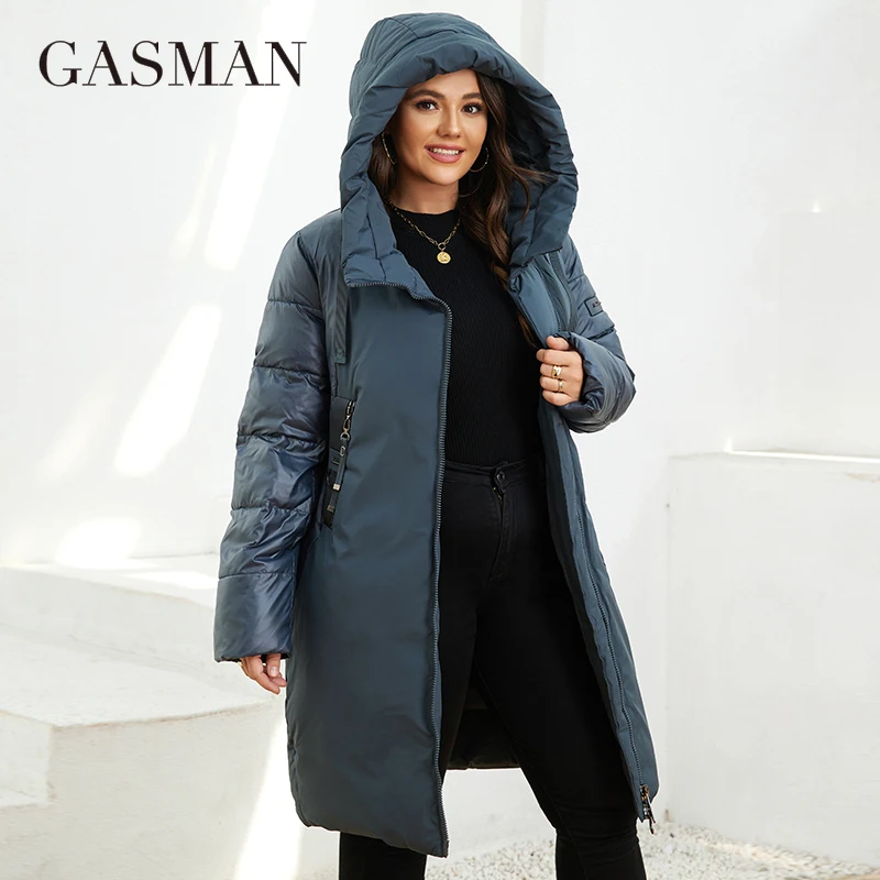 GASMAN Autumn New Trench Coat Plus Size Women's Mid-Length Belt Hooded Diagonal Zipper Jacket female Windbreaker Parkas LD-21805