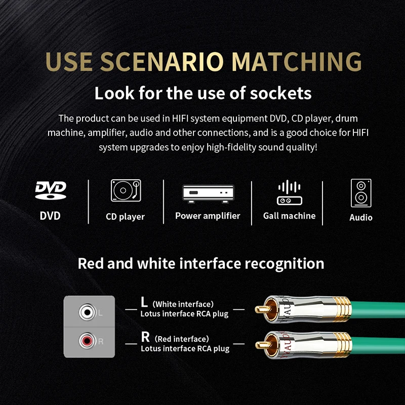YYAUDIO 4N OFC مطلي بالفضة 2RCA إلى 2RCA ربط كابل مكبر للصوت DVD كابل الصوت زوج كابل الصوت RCA عالي الدقة