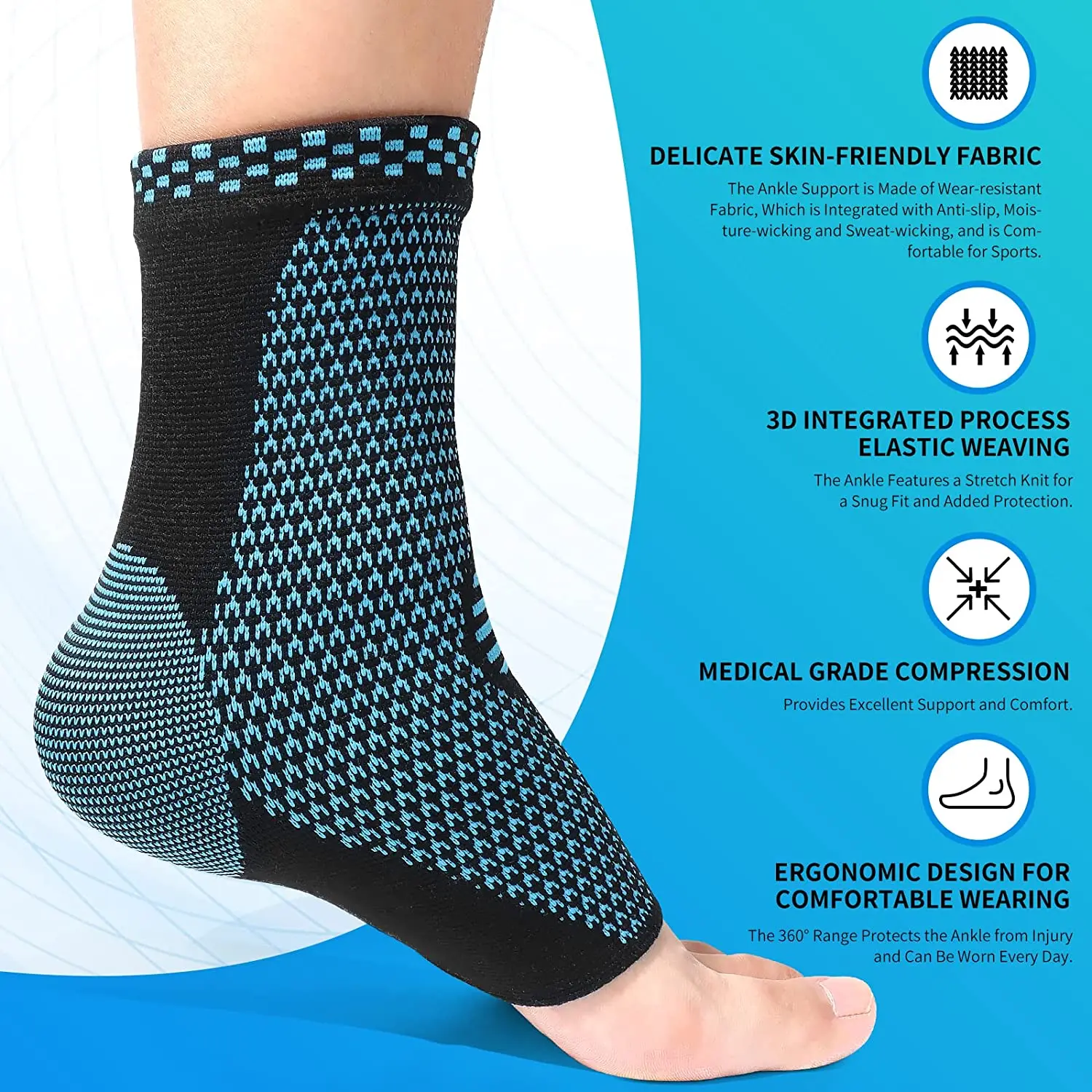 1PCS 3D Compression Nylon Ankle Support Protector Football Basketball Ankle Brace Protective tobillera deportiva