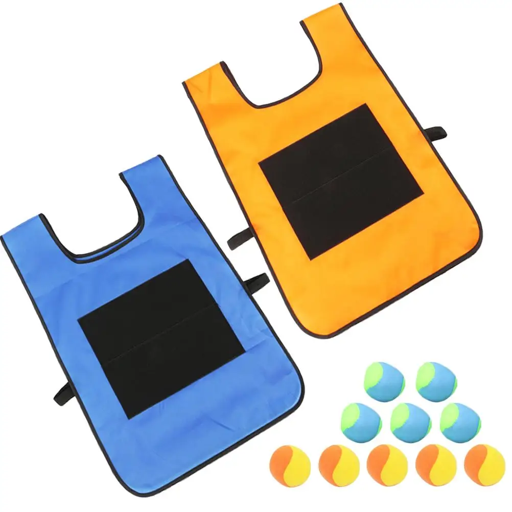 2 Sets Ball Vest Toy Large ange Blue Jerseys Kids Sticky Ball Vest 5 Balls Each Safe for Kids Outdoor Carnival Party Gifts