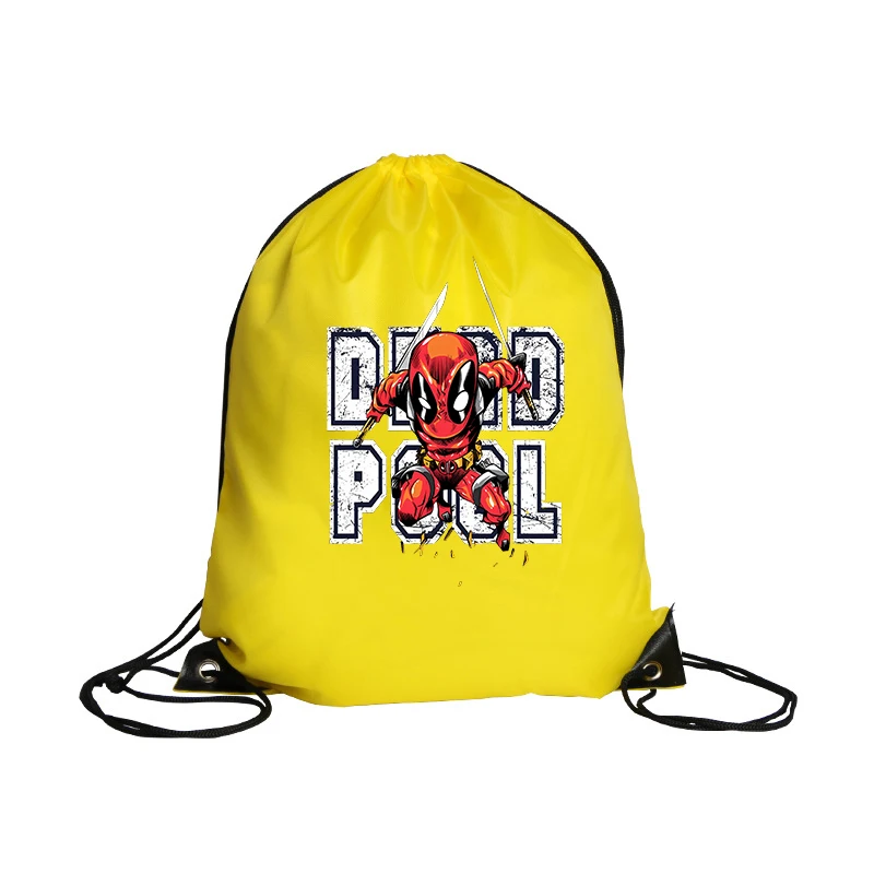 New Deadpool Wolverine Drawstring Bags Cartoon Super Heroes Printed Storage Pouches Anime Marvels Portable Pocket Kids Gift Bags