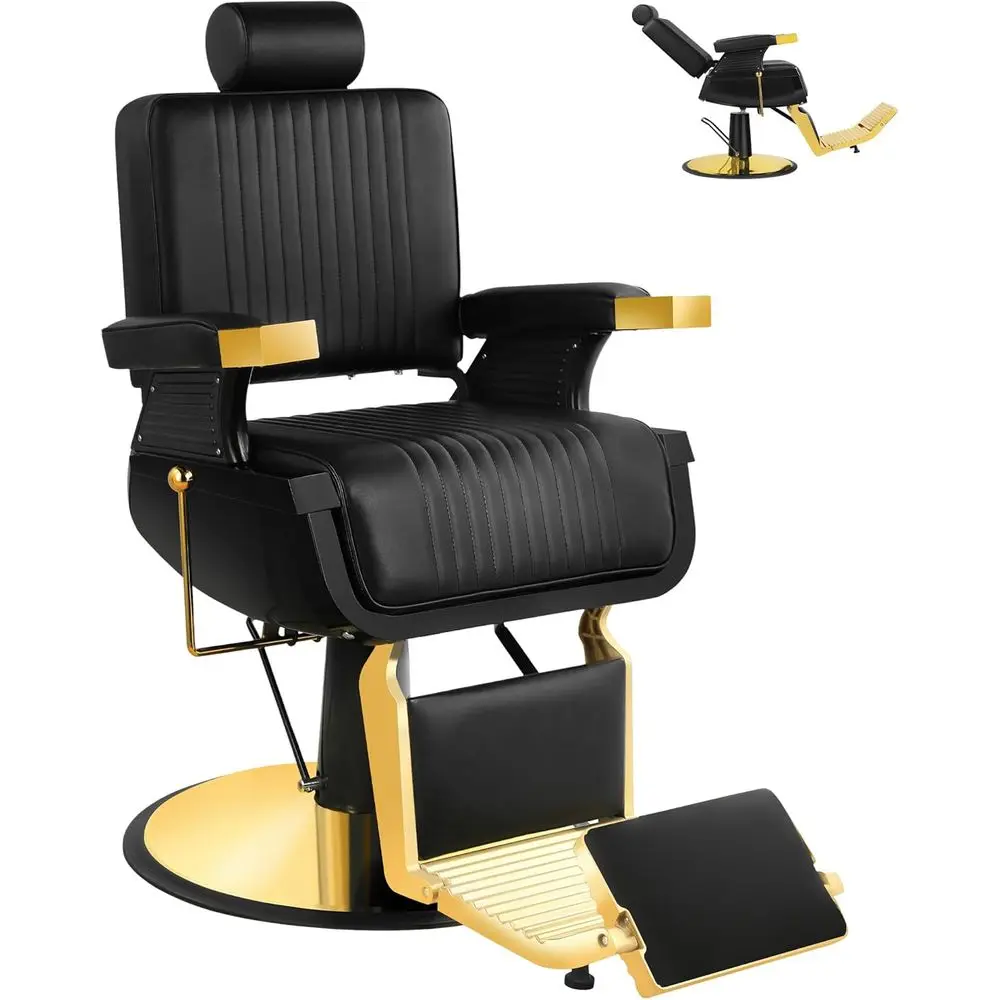 

Vintage Barber Chairs, Reclining Hydraulic Salon Chair, 360° Swivel, Heavy Duty Tattoo Armchair for Beauty Professionals