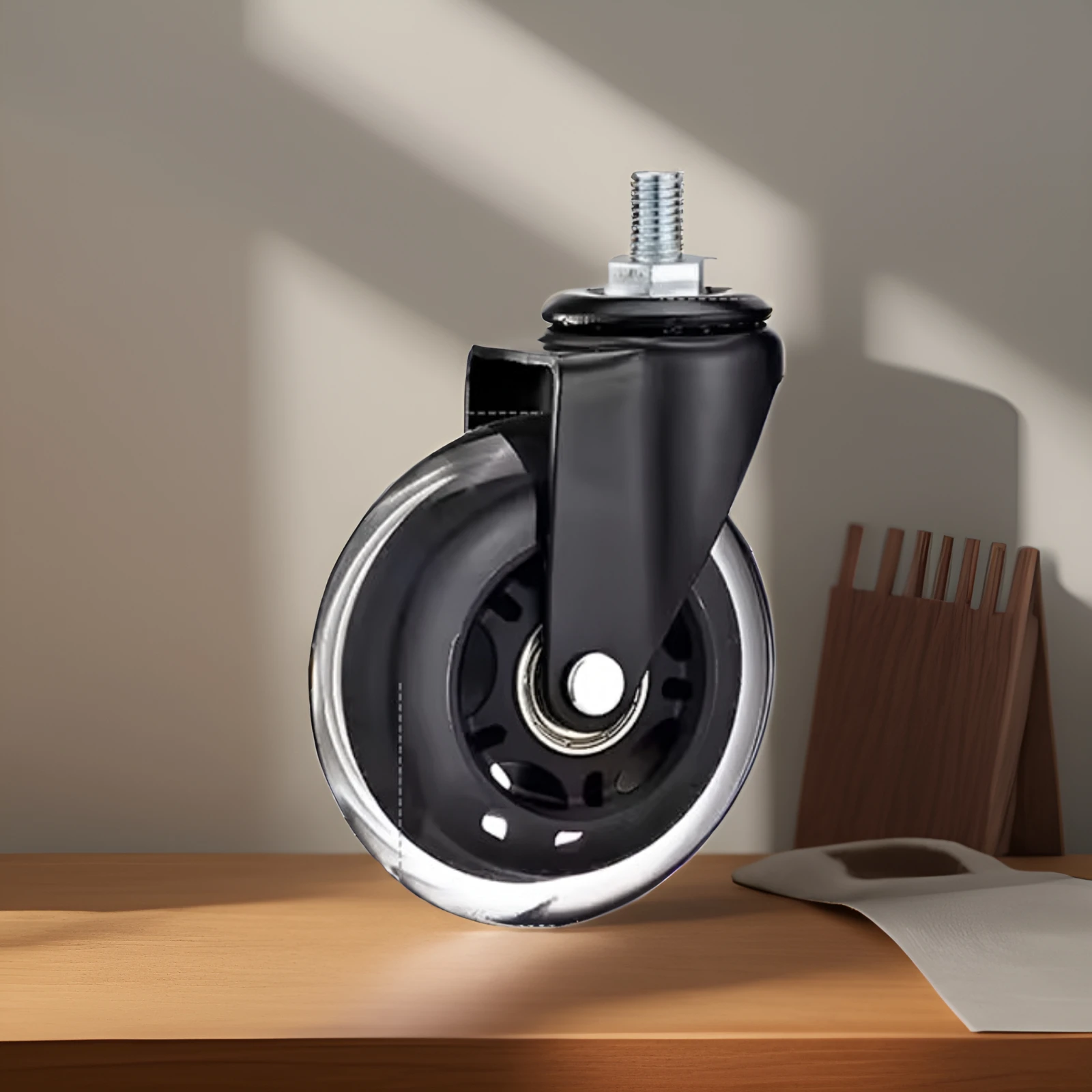 

5PCS 3" Universal/Brake Mute PU Caster Wheels M6/M8/M10 for Furniture, Scooter, Cart - Electrophoresis Ice Wheel