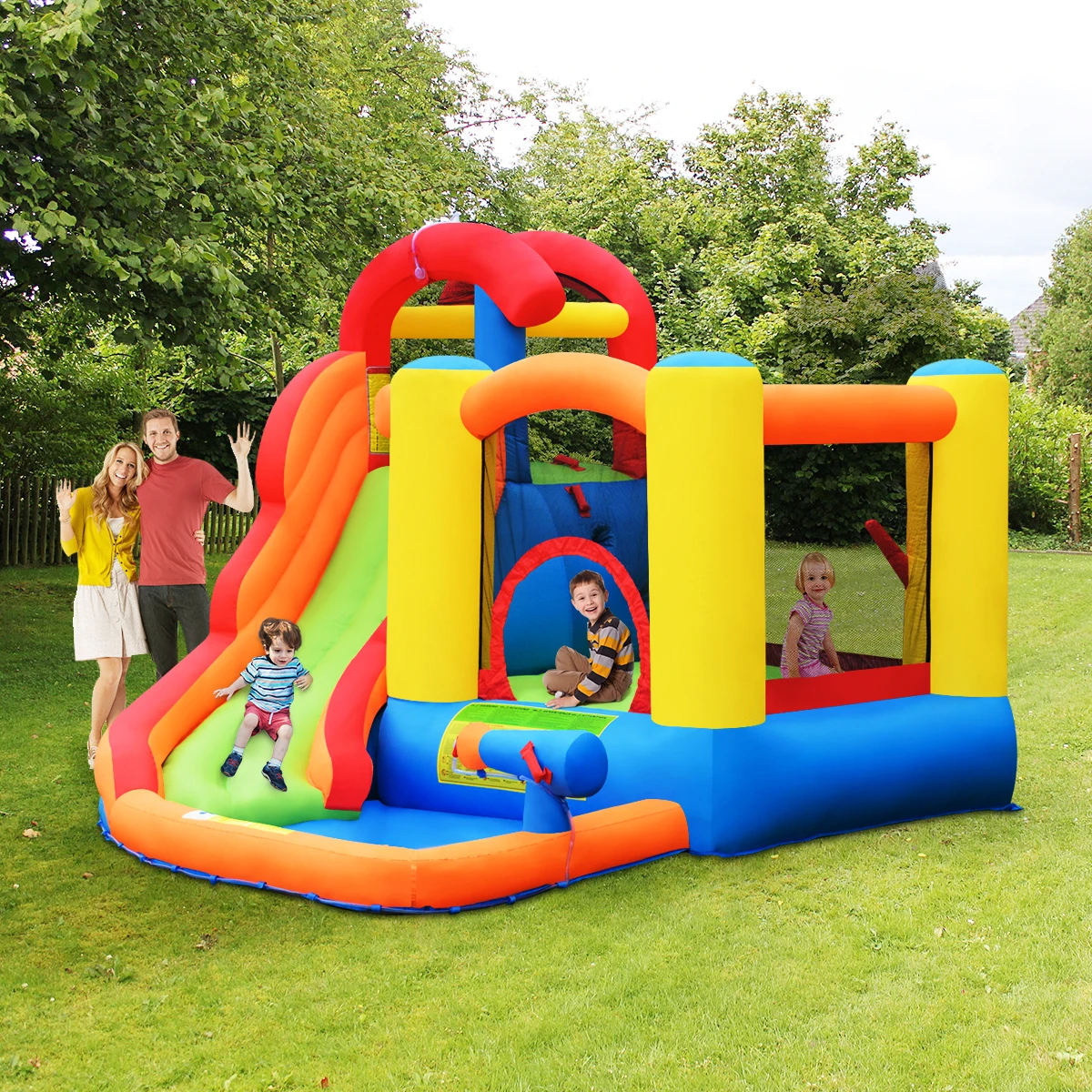 Aufblasbare Bounce House Wasser rutsche mit Kletterwand Splash Pool Wasserwerfer