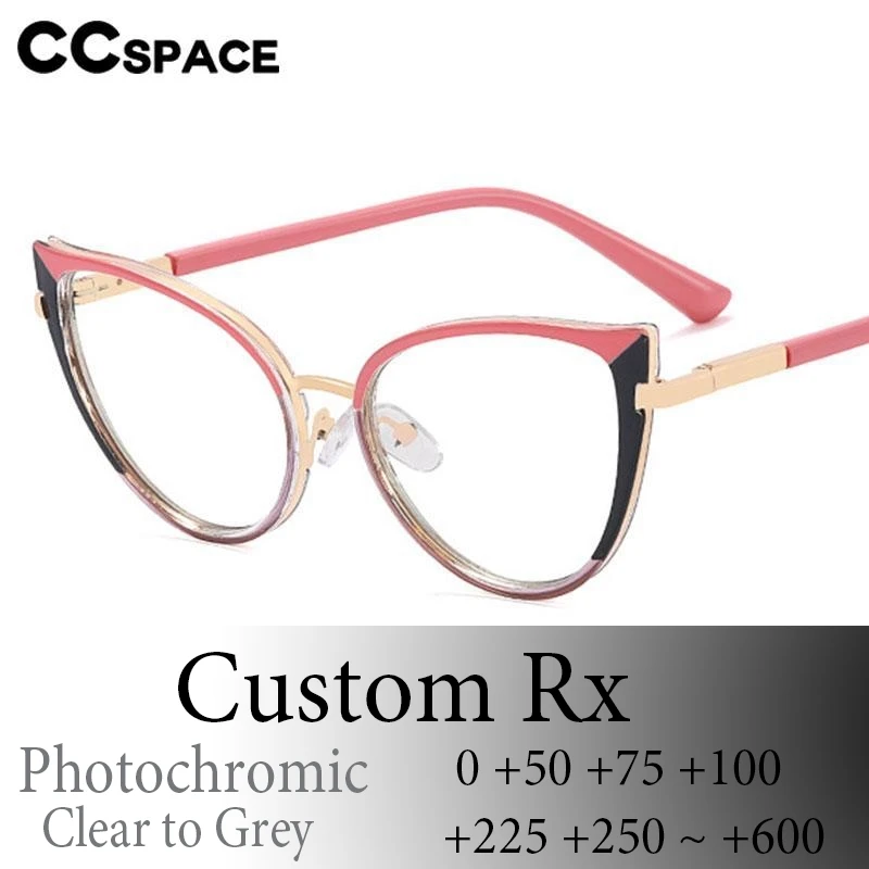 

P57337 Colorful Tr90 Photochromic Reading Glasses Ladies Fashion Cat Eye Spring Hinge Optical Presbyopic Dioptric +50~+400