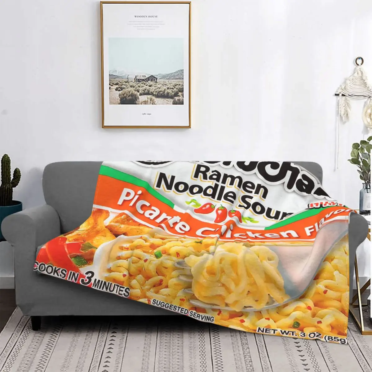 Maruchan Plaid Blankets Sofa Cover Fleece Printed Delicacy Food Noodle Portable Throw Blankets for Home Office Bedspread