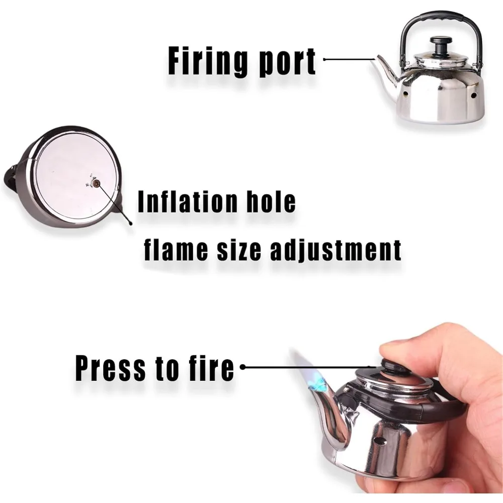 Torch lighter, Weird lighter, creative kettle kitchenware design, fillable adjustable, Butane lighter