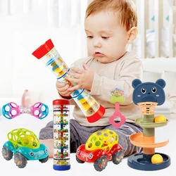 Baby Spielzeug 0 6 12 Monate Musikalische Rainstick Baby Rassel Neugeborenen Spielzeug Zubehör Weiche Sensorischen Rassel Beißring Für Baby 1 jahr