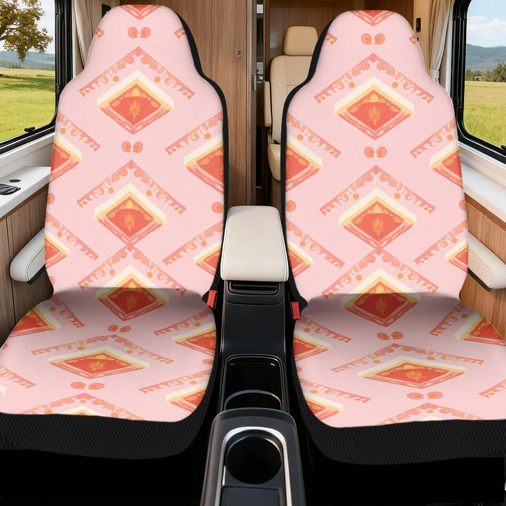2pcs Geometric Aztec Triangle Art Design Car Covers | Polyester Fiber, Universal Fit, Machine Washable, Ideal For Holiday Gift A