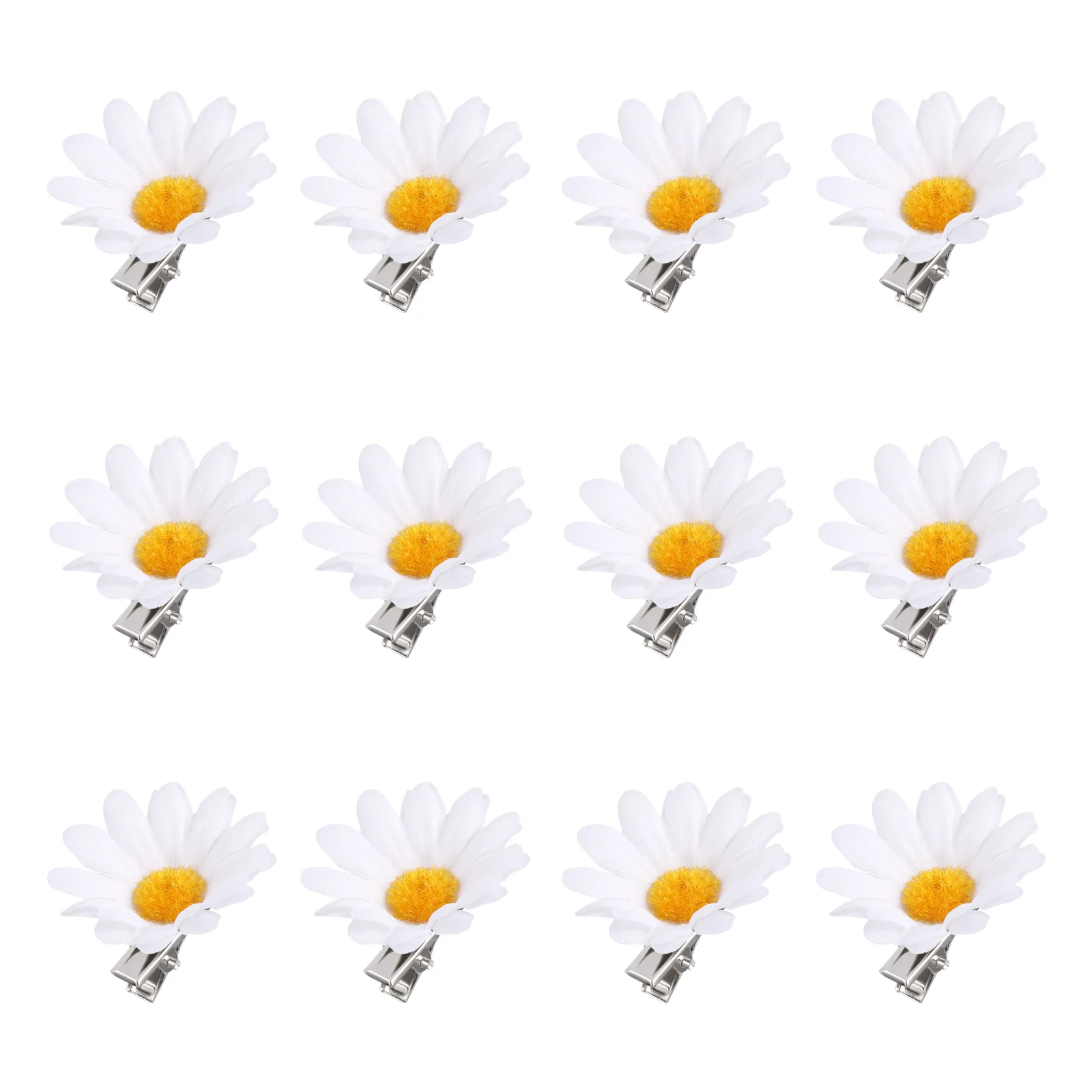 FRCOLOR 12pcs Simulation Daisy Hair Clips Fresh Flower Hair Barrettes Hair for Ladies and Girls (White)