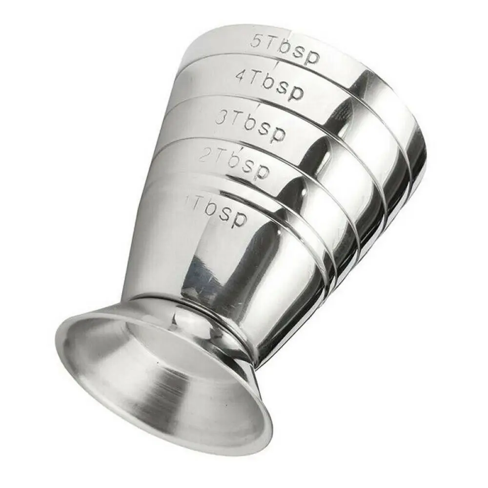 Primary Color Stainless Steel Measure Cup Hot Sale Three Scales 75ML Cocktail Beaker Mixing Measuring Cup Bar