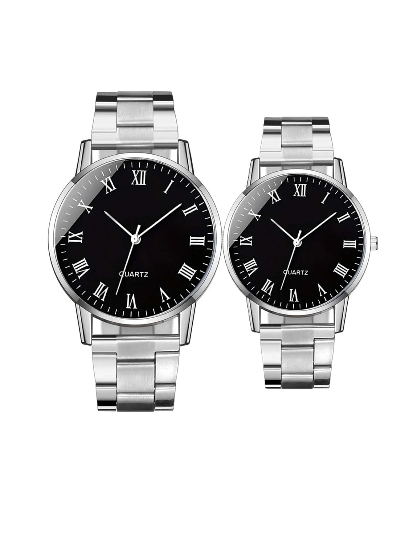 2PCS minimalistische legering Romeinse mannen en vrouwen quartz expressie paar horlogeset als cadeau voor geliefden