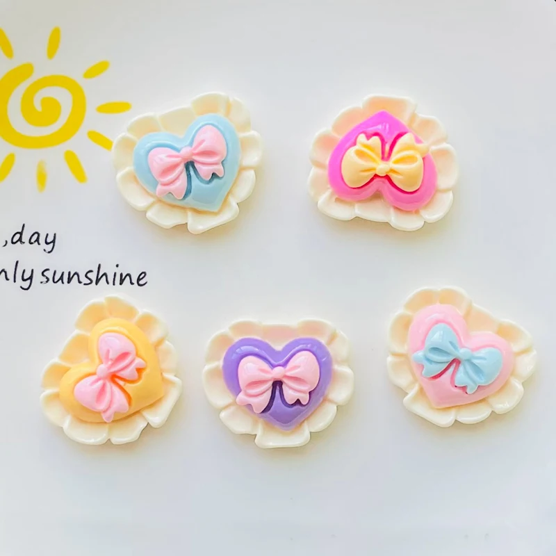 6 Pcs Cute Bright Cartoon Butterfly Junction Heart Shaped Cake Resin Scrapbook Diy Jewelry Wedding Hairpin Accessories A80